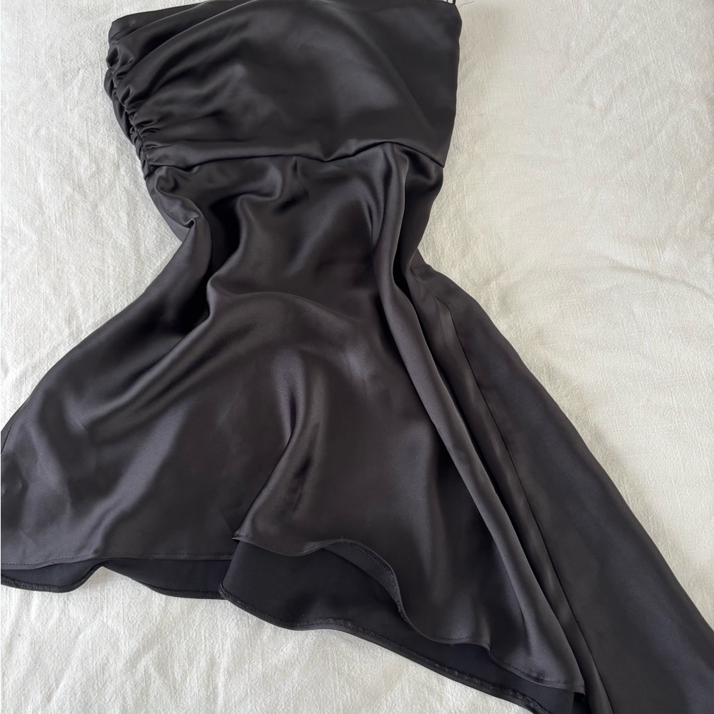 Zara silk Black Strapless Dress